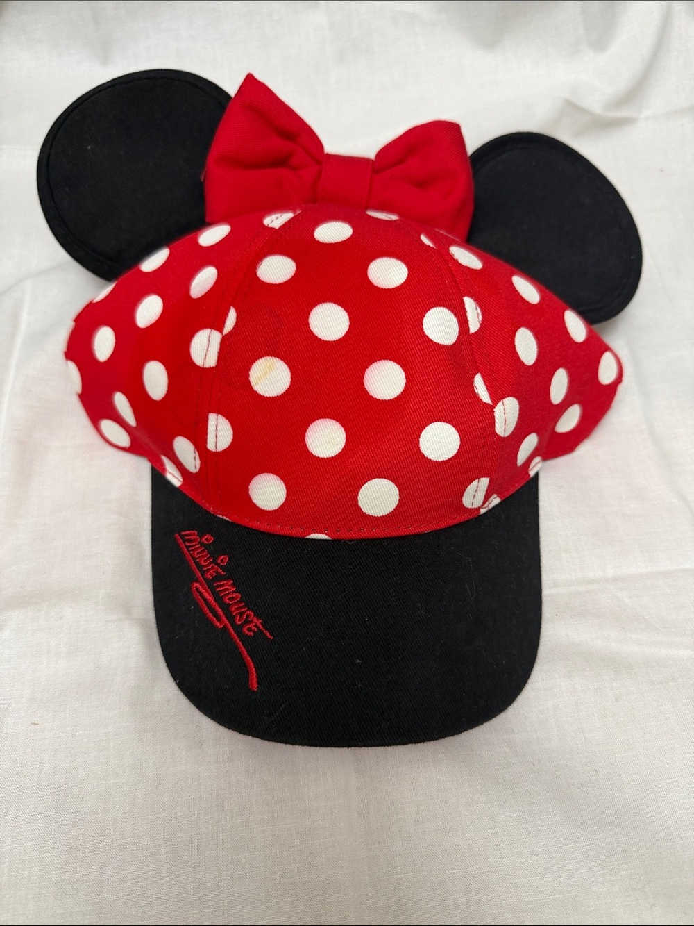 Minnie Mouse Red Polka Dot Cap with Ears and Bow